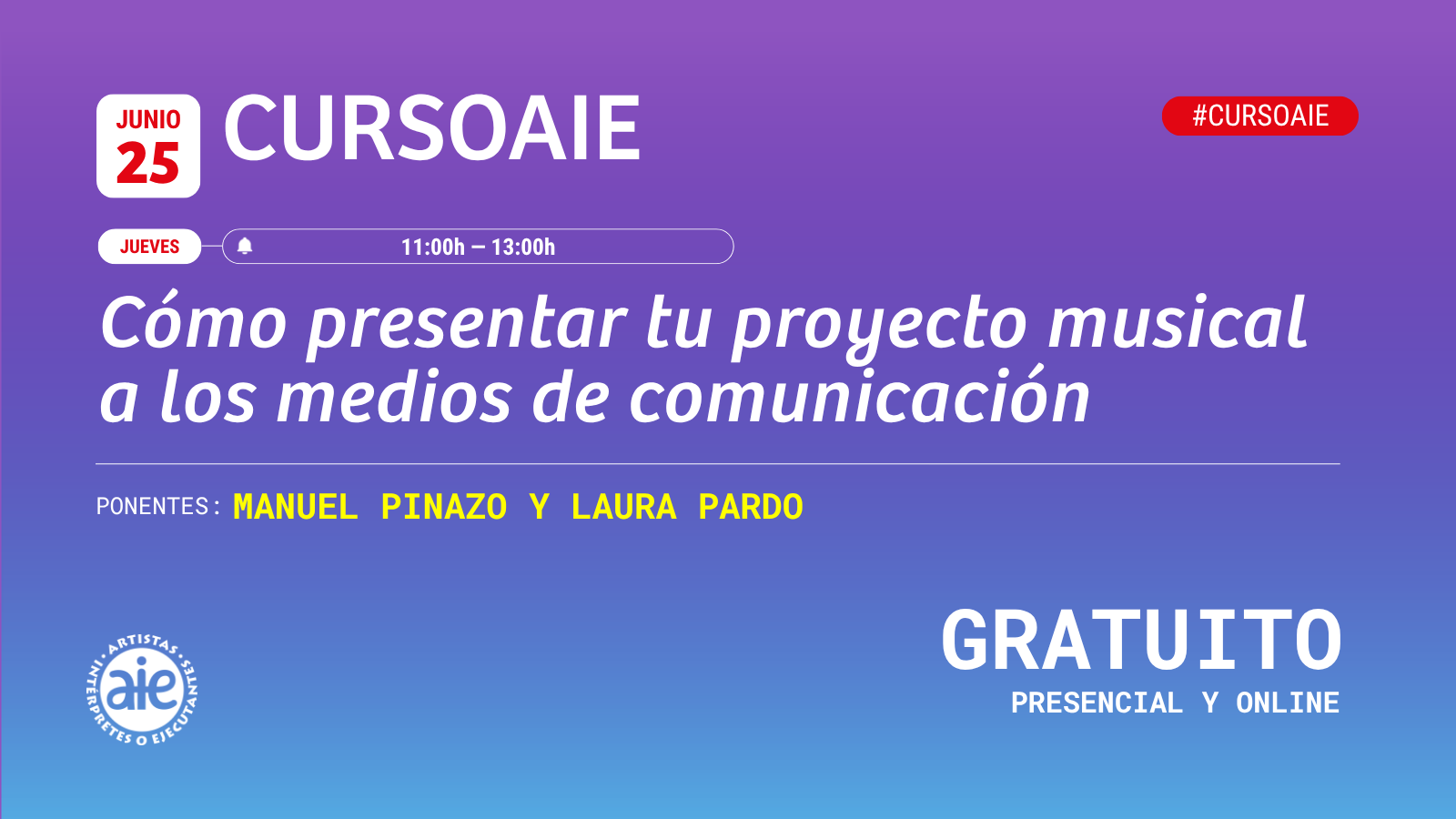 AIE lanza un curso para enseñar a los músicos a presentar su proyecto ante los medios