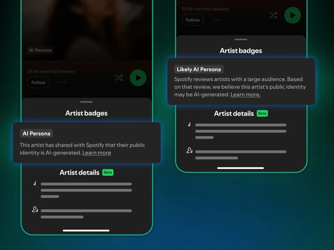 Spotify etiquetará a los artistas generados por IA y los excluirá de las recomendaciones por defecto