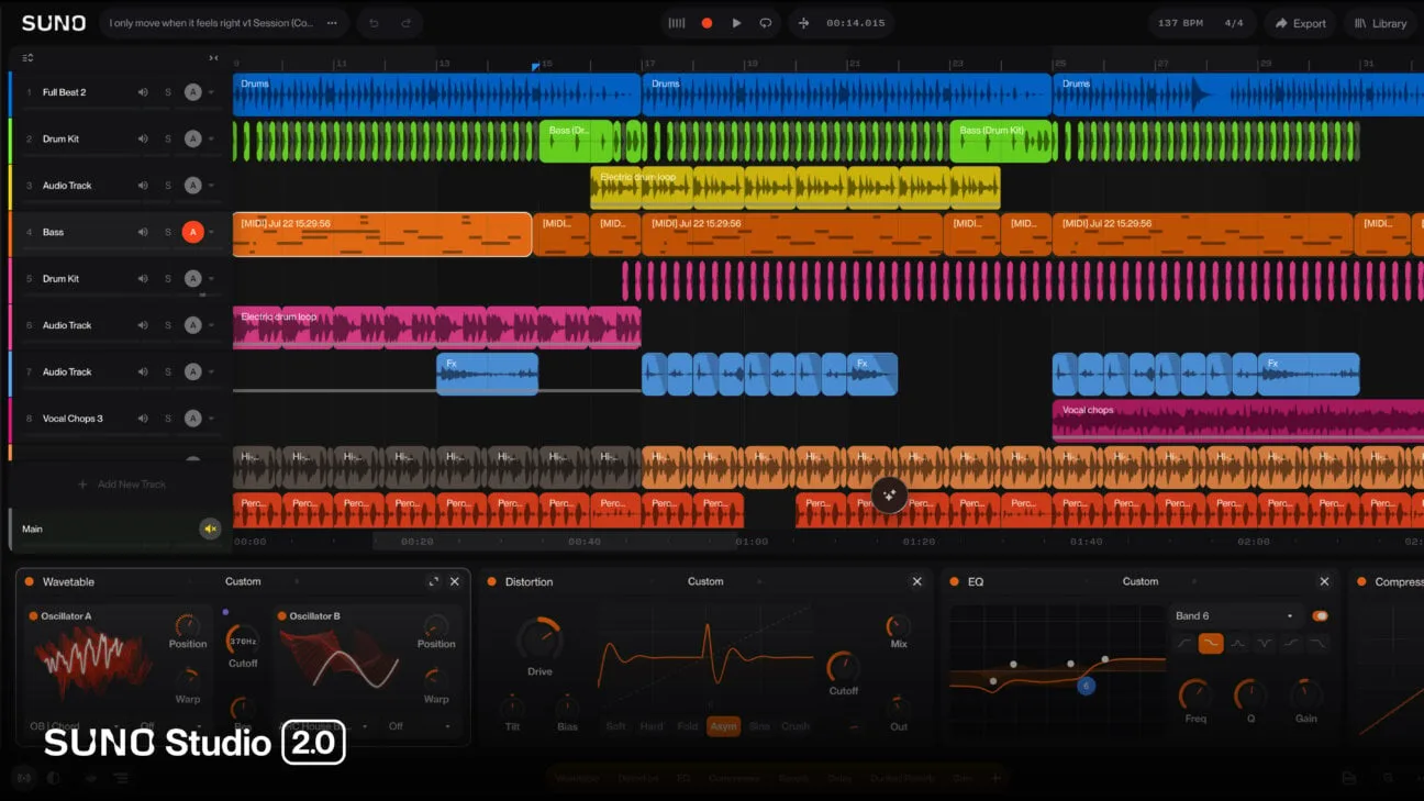 Suno lanza Studio 2.0 con soporte MIDI, chat de IA y sin límites de descarga